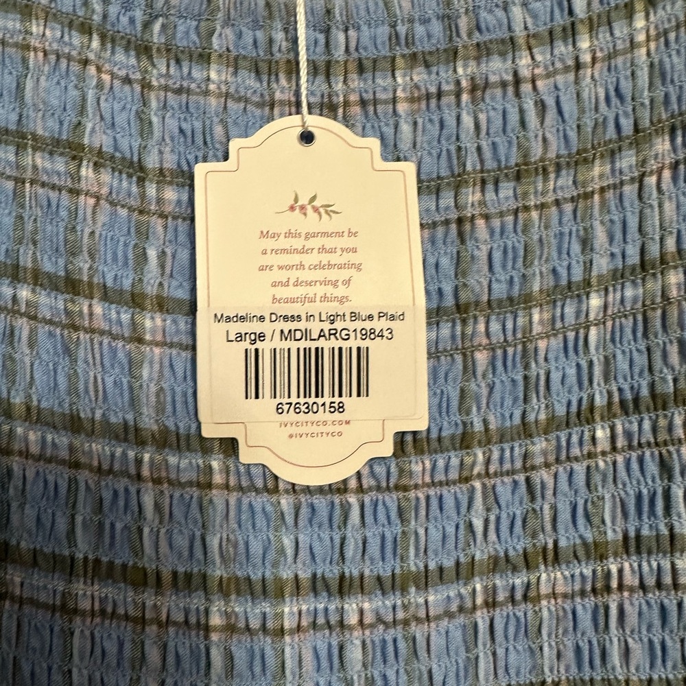 Ivy City Co Madeline Light Blue Plaid Smocked Maxi Dress - Picture 2 of 2